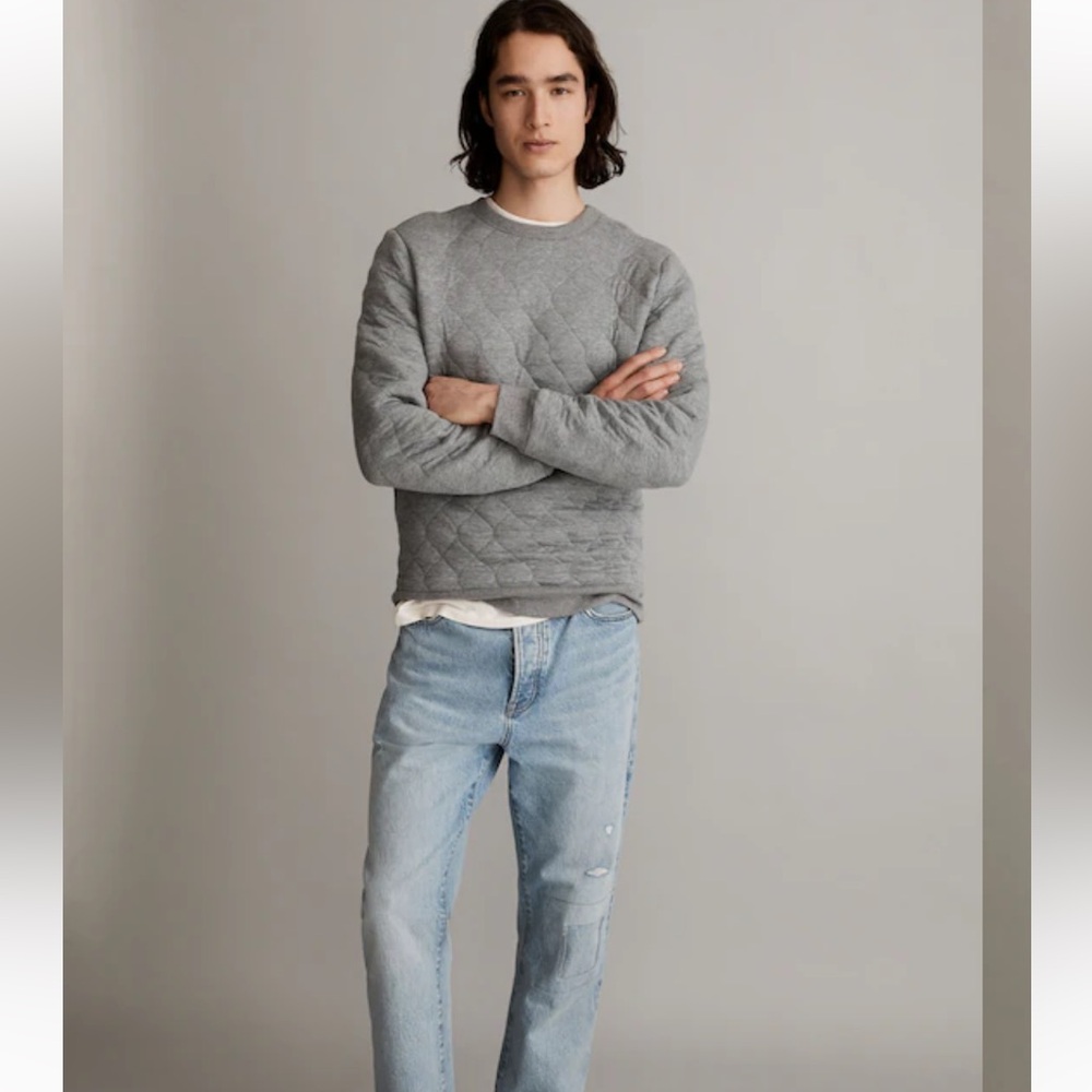 Madewell Quilted Sweatshirt in Heather Grey